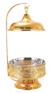 Plat de service en acier inoxydable doré 8L avec couvercle cloche pour buffets, fêtes, Noël, Ramadan, banquets, kit de maintien au chaud des aliments - Product Image 3