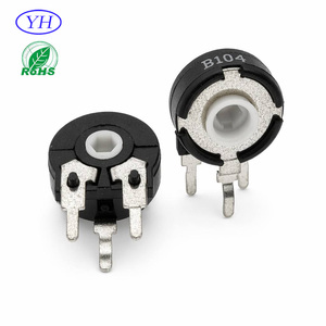Potenciómetro trimmer de resistencia variable rotativa Piher PT10 CA9 con película de carbono, 3 pines, 10 mm, ajuste superior, terminal de PC de 3 pines, 100k - Product Image 1