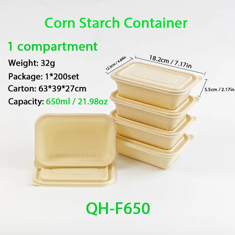21oz 650ml Factory Cornstarch Lunch Packaging Bowl Fast Food Containers Tableware Take Away Food Lunch Salad Disposable Box