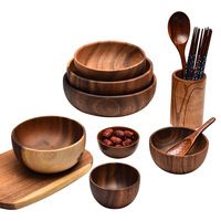 Ecologische, op maat gemaakte keukenaccessoires met aangepast logo: acacia houten serveerschaal voor fruit, eten en salade