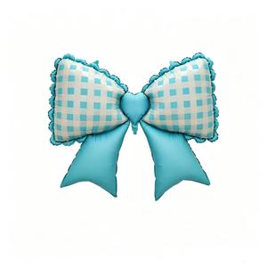 Neuer 117*89 cm Retro Rosa-Blauer Karierter Spitzen-Schleifenballon im Prinzessinnen-Stil für Mädchen-Geburtstagsdekoration - Product Image 3