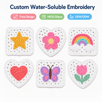 Patchs brodés personnalisés hydrosolubles, motifs Kawaii arc-en-ciel, papillon, cœur, étoile, fleur, dentelle pour vêtements, vente en gros