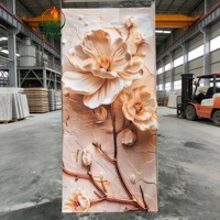 Panneau mural en PVC effet marbre UV personnalisé, imperméable et résistant à l'humidité, prix usine, motif floral moderne, pour décoration intérieure
