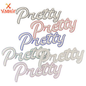 Bonita letra perla rebordear parche brillante bordado estilo autoadhesivo parche DIY en ropa chaquetas Jeans bolsas cojines - Product Image 1