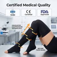 Bas de contention 15-21 mmHg, hauteur cuisse, à bout ouvert, anti-embolie, soutien léger, séchage rapide, respirants, pour usage quotidien, bureau, voyage, unisexe