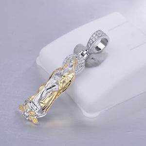 Collar <span class=keywords><strong>de</strong></span> <span class=keywords><strong>Virgen</strong></span> María chapado en oro blanco y Plata <span class=keywords><strong>de</strong></span> Ley 925 Colgantes <span class=keywords><strong>Virgen</strong></span> <span class=keywords><strong>De</strong></span> <span class=keywords><strong>Guadalupe</strong></span> para cadena <span class=keywords><strong>de</strong></span> acero inoxidable - Product Image 4
