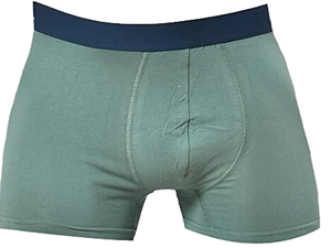 Calzoncillos bóxer verdes lisos para hombre con cintura azul marino, ropa interior suave y elástica - Product Image 3