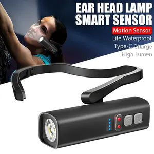 Lámpara de oreja de inducción <span class=keywords><strong>LED</strong></span> portátil, faro con <span class=keywords><strong>Sensor</strong></span> recargable USB, banda para el cuello para deportes al aire libre, linterna de Camping de peso ligero - Product Image 1
