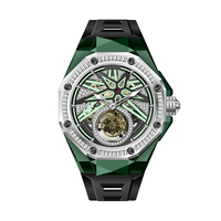 Montre-bracelet automatique personnalisée en moissanite pour hommes, étanche avec bracelet en silicone amovible, montres mécaniques de plongée