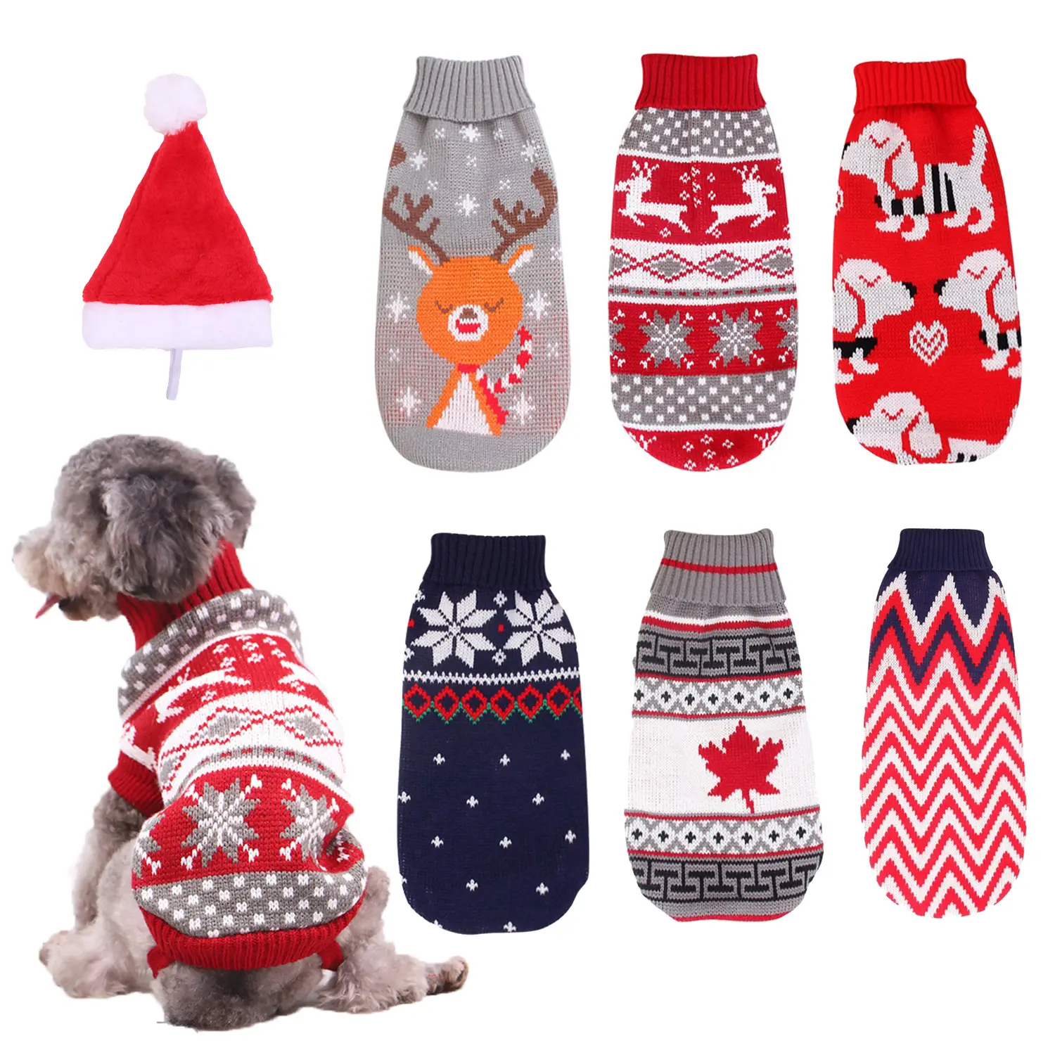 Christmas Cat Dog Sweater Pullover Winter Dog Clothes Puppy Jacket Pet Costume
