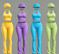 Ensemble de sport pour femme avec haut dos nu, Nouvelle Collection 2026, Vêtements d'été pour femme, Pantalon de yoga à taille repliable, Ensembles de vêtements de détente personnalisés