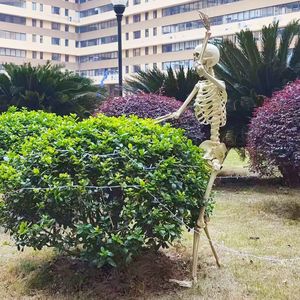 Décoration de crâne réaliste grandeur nature en plastique pour maison hantée en plein air, 153 cm, accessoires d'Halloween, squelette - Product Image 1