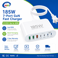 Chargeur rapide multi-ports 7-en-1 185W PD 65W, adaptateur secteur pour ordinateur portable, station de charge compatible avec iPhone 16, iPad, Galaxy S24/S23