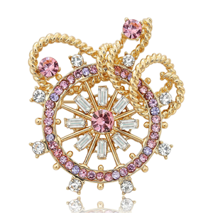 Broches de luxe coréennes en forme d'ancre de <span class=keywords><strong>bateau</strong></span> à faible MOQ, cadeau idéal pour la fête des mères ou pour une petite amie, broches délicates en alliage de zinc rose, pour femmes élégantes - Product Image 5