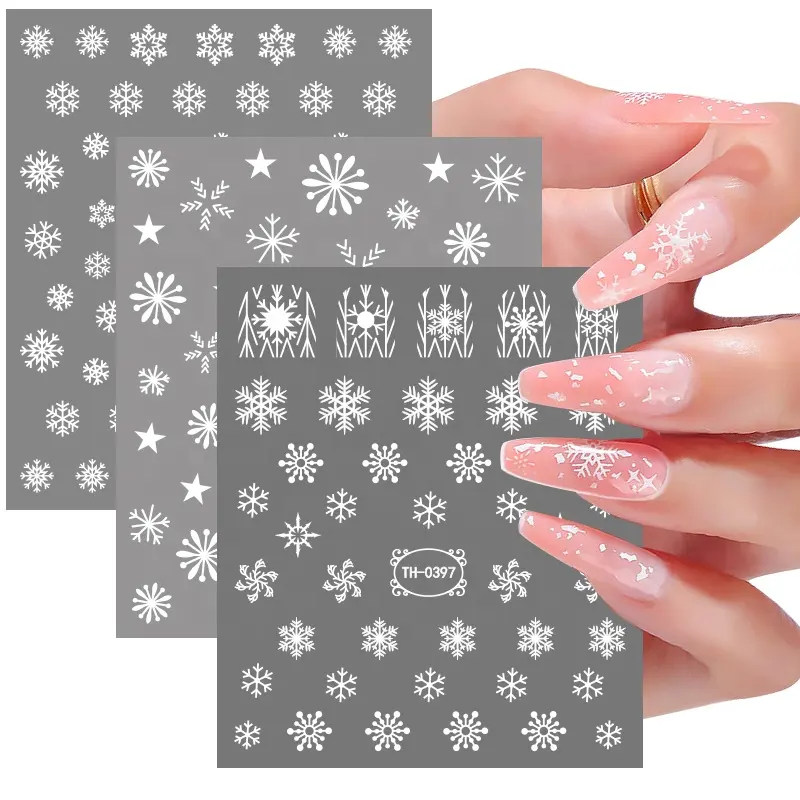 Pegatinas autoadhesivas impermeables para decoración de uñas, calcomanías impermeables con patrón navideño para Halloween, 2020