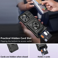 Promo Panas Casing HP 2-in-1 Magnetic Melt Armor dengan Slot Kartu dan Kickstand, Bahan TPU+PC, Kompatibel dengan iPhone 1716 15 14 13