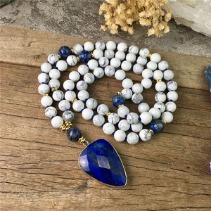 Kalung Yoga LS-A921 Hot Ins <span class=keywords><strong>amazon</strong></span> Wanita Howlite Mala Lapis Lazuli Liontin Hati Kalung Manik-manik Panjang Terikat Modis - Product Image 6