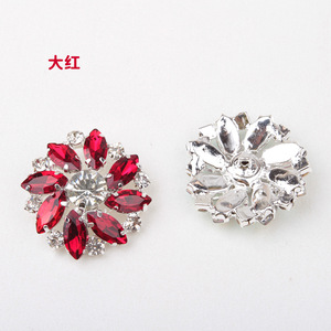 Flower Shaped Rhinestone Glass <b>Buttons</b> 28mm Diy Jewelry Accessories For Shirt Decor White Ab - Product Image 3