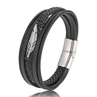 Bracelet pour homme en cuir multicouche XILIANGFEIZI, corde en cuir tressée, accessoire en acier inoxydable avec boucle magnétique