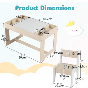 Mesa <span class=keywords><strong>de</strong></span> Actividades <span class=keywords><strong>de</strong></span> Madera Resistente para Niños, Juego <span class=keywords><strong>de</strong></span> Mesa y Sillas para Niños con Tablero Extraíble <span class=keywords><strong>de</strong></span> Doble Cara - Product Image 3