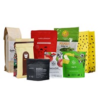 Personnalisé 500 pièces 1000 pièces sac d'emballage alimentaire à faible quantité minimale de commande pochette biodégradable recyclable puce thé café pochette debout