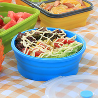Bol en silicone rond de 400/600/900/1200 ml, contenants de stockage alimentaire, boîte à lunch en silicone pliable avec 4 tailles différentes