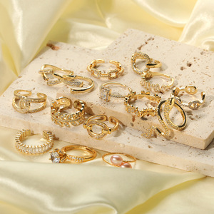 แหวนแฟชั่นชุบทองแดงประดับเพชรซิร์คอน ดีไซน์เปิดรูปทรงเรขาคณิต เครื่องประดับสำหรับงานปาร์ตี้ผู้หญิง ขายส่ง - Product Image 3