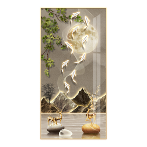 Decorazione per la Casa, Moderna Pittura Decorativa in Cristallo e Porcellana per <span class=keywords><strong>Soggiorno</strong></span> e Veranda, Quadro da Parete con Luce LED a Controllo Remoto - Product Image 6