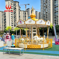Manège de luxe pour parc d'attractions extérieur, équipement de terrain de jeux commercial, carrousel pour enfants 8 places
