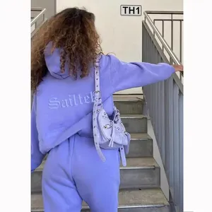 2024 Women clothing high quality tracksuit sweatsuit set casual two piece hoodie and pants set fleece custom sets for women