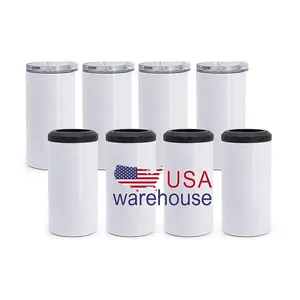 USA Warehouse 2 Days Delivery 16oz 16 Oz 4 In 1 Sublimation blanks Stainless Steel Can Cooler With Dual 2 Lids Mug Cups tumbler
