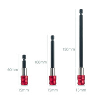 Embout de tournevis à tête hexagonale de 1/4 de pouce à dégagement rapide, rouge, auto-bloquant, magnétique, porte-embout de perceuse, rallonge