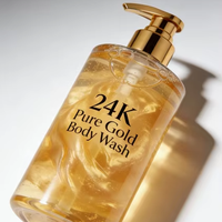 Gel Douche Moussant Hydratant et Éclaircissant au Jasmin et Or 24K, Exfoliant et Contrôle du Sébum, Entièrement Naturel et Biologique, Personnalisable