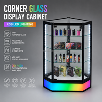 Vitrine d'angle en verre avec éclairage LED RGB, verrouillable, écologique, pour magasin de détail, idéale pour les boutiques de tabac