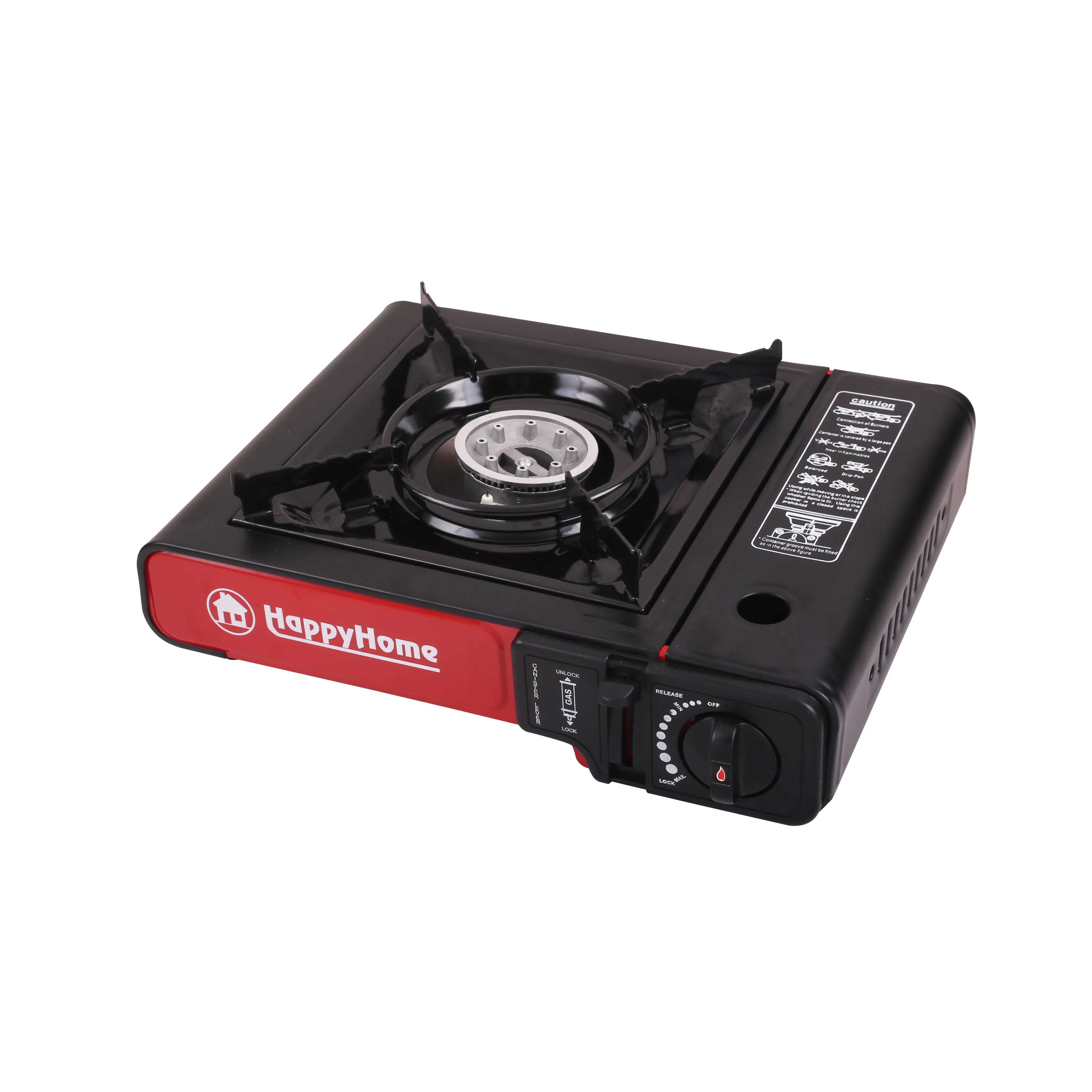 En stock Four à cassette Cuisinière à gaz butane portable pour le camping et les activités de plein air avec boîte en plastique