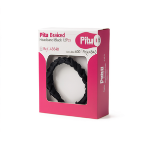 Pitu Braided <b>Headband</b> Black 12Pcs Women Fashion Casual <b>Fabric</b> Solid Color High Quality Carton Packaging - Product Image 1