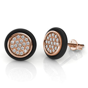 Vendita calda prezzi della fabbrica di moda coreano bianco e nero <span class=keywords><strong>orecchini</strong></span> rotondi con cristalli <span class=keywords><strong>Swarovski</strong></span> pietra fidanzamento o regalo - Product Image 1