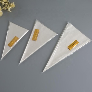 13*25cm Bopp Transparent Triangle <strong>Cone</strong> <strong>Bags</strong> Plastic Cellophane <strong>Sweet</strong> Popcorn Candy <strong>Bags</strong> with Coloured Twist Ties for Party - Product Image 6