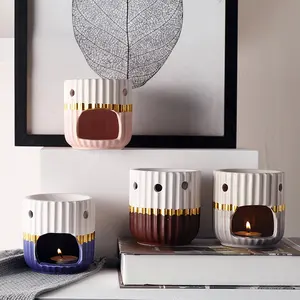 Wholesale Nordic Ceramic Candle Holder Lanterns And Candle Jars Geometry Decoration For Home Wedding Valentine Tabletop