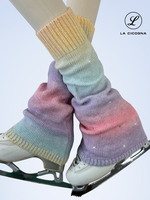 LA CICOGNA Vêtements de ballet pour filles, couvre-jambes en peluche dégradé couleur bonbon avec strass, couvre-chaussures chauds et tendance