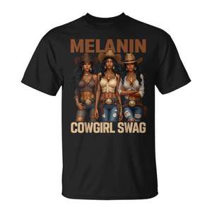 Camiseta Melanin Cowgirl Swag negra, camiseta promocional para mujer - Product Image 1