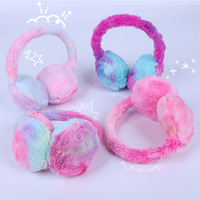 Couvre-oreilles pliables en peluche imprimés colorés, chauds pour l'hiver, coupe-vent, anti-gel, protection auditive, chauffe-oreilles mignons