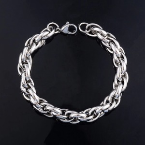 Bracelet épais en acier inoxydable style punk avec chaîne en corde pour femmes et hommes, bijou de cheville, bracelet de poignet ou de main en métal - Product Image 2