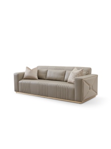 Divano moderno in pelle Beige con cuscini decorativi e mobili da soggiorno di lusso in acciaio inossidabile per la <span class=keywords><strong>casa</strong></span> e l'hotel - Product Image 4