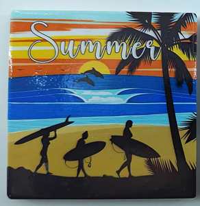 The <b>Ceramic</b> <b>Coasters</b> of the Ocean and Beach Leisure Series Feature a Unique Design. - Product Image 3