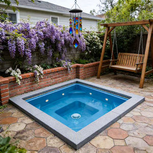 Piscina cuadrada de fibra de vidrio para uso doméstico con azulejos de mosaico para relajarse en el jardín, piscina elevada, spa. - Product Image 5