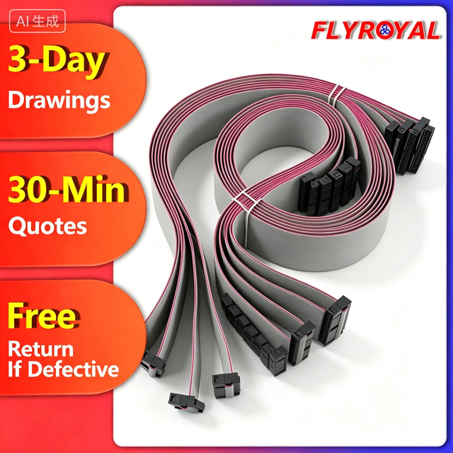 OEM AWG 2651 Flat Ribbon Cable Manufacturer 6-64Pin 2.54mm IDC Connector Wire Harness for Computer Industrial Equipment
