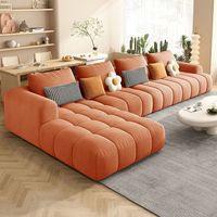 Popular Juego de Sofás Modulares en Forma de L para Sala de Estar, Ecológicos, de Franela, de Alta Calidad, Modernos, Color Crema, Muebles Suaves