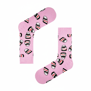 Pink Yummy Nutella Patterned Ankle <b>Socks</b> Breathable <b>Warm</b> Striped Character Design Long Length Knee Size for Daily Use Winter - Product Image 2