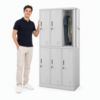 Casier de gym personnalisé à 6 portes en acier avec serrure à code, design moderne, armoires métalliques durables avec cintre, finition thermolaquée